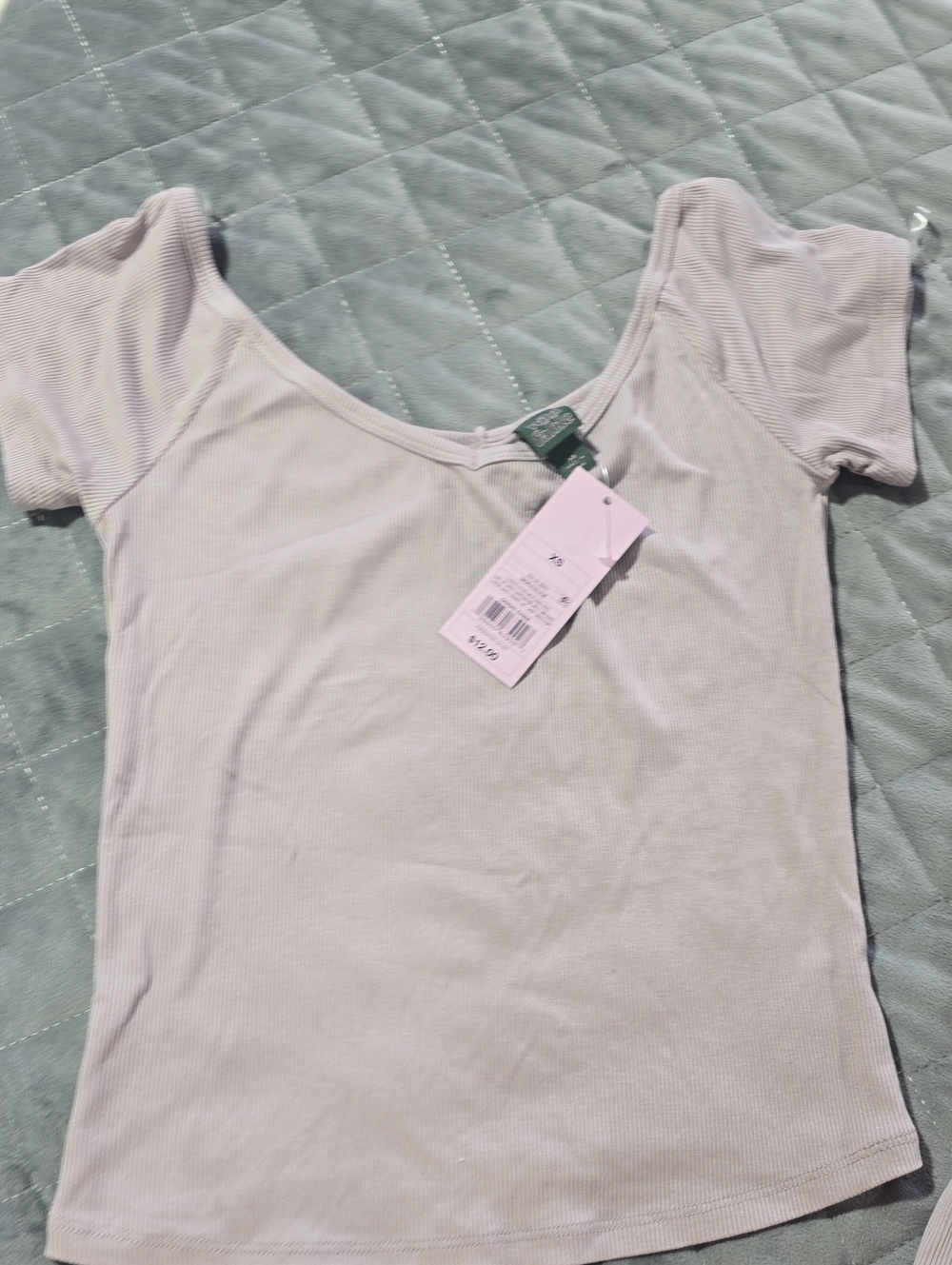 Basic Scoop Neck Ribbed Top - Light Lavender